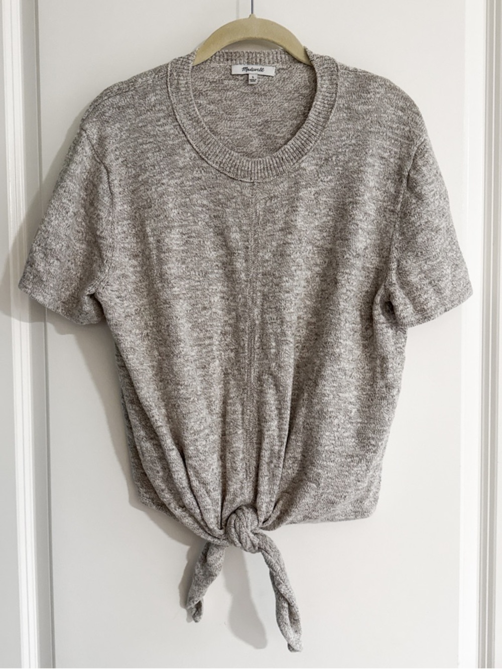 Madewell Heathered Knit Tie Front Tee NWOT Sz L